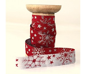 Webband Glitzerkristalle rot silber