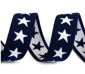 Gummiband Sterne - 20mm grau / pink / blau