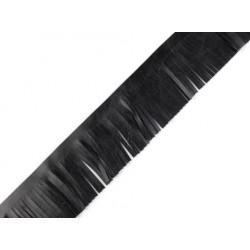 Kunstleder Fransen Borte schwarz 50mm beidseitig
