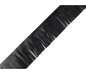 Kunstleder Fransen Borte schwarz 50mm beidseitig