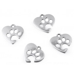 Anhänger rund Pfote Herz silberfarben