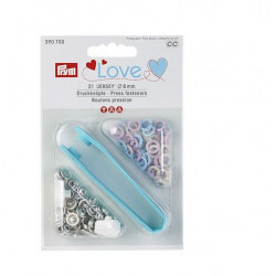 Jersey Druckknöpfe Prym 8mm - hellblau, rosa, perle