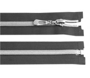 Reißverschluss 50cm grau silber farben Metallschiene
