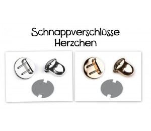Taschenverschluss 30x32 mm Herz silber oder gold