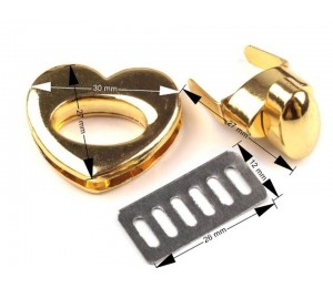 Taschenverschluss HERZ drehbar gold