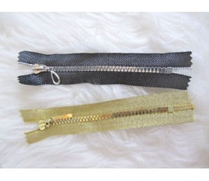 Reißverschluss 5mm Gold oder Silber 14cm