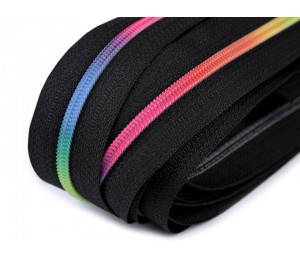 Endlos Reißverschluss 3mm Regenbogen bunt mit 2 Schiebern