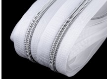 Endlos Reißverschluss 6mm weiß silberfarben mit 2 Schiebern