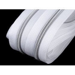 Endlos Reißverschluss 6mm weiß silberfarben mit 2 Schiebern