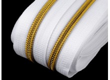Endlos Reißverschluss 6mm weiß goldfarben mit 2 Schiebern