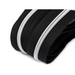 Endlos Reißverschluss 6mm schwarz silberfarben mit 2 Schiebern