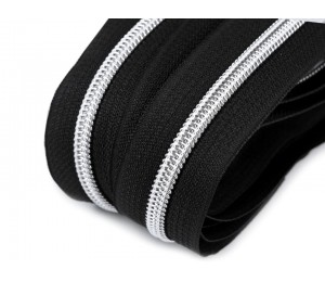 Endlos Reißverschluss 6mm schwarz silberfarben mit 2 Schiebern