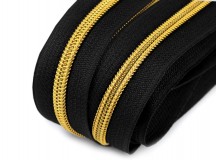 Endlos Reißverschluss 6mm schwarz goldfarben mit 2 Schiebern