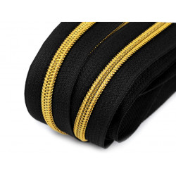 Endlos Reißverschluss 6mm schwarz goldfarben mit 2 Schiebern