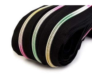 Endlos Reißverschluss 5mm Regenbogen mit 2 Schiebern