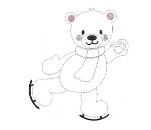 Stickdatei - Schneetiere Eisbär Schlittschuhbär