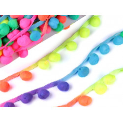 Bommelborte neon bunt Breite 35 mm