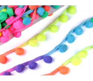 Bommelborte neon bunt Breite 35 mm