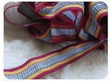 Gummiband gerüscht orange rot - braun gestreift