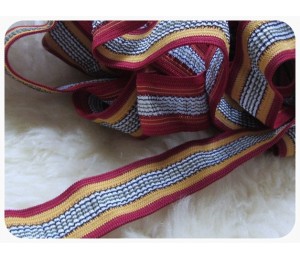 Gummiband gerüscht orange rot - braun gestreift