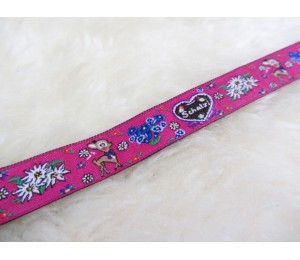 Webband BAVARIA rosa mit Reh Schatzi Lebkuchenherz