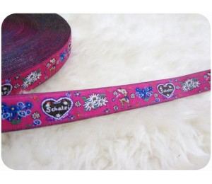 Webband BAVARIA rosa mit Reh Schatzi Lebkuchenherz
