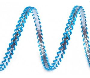 Lurexband silber - lila pink blau