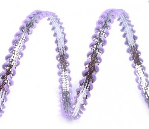 Lurexband silber - lila pink blau