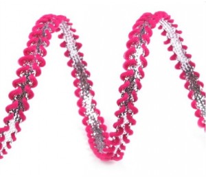 Lurexband silber - lila pink blau