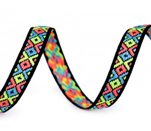Webband ethno 10 mm neon schwarz