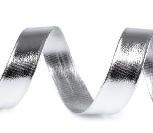 Schrägband Kunstleder silber