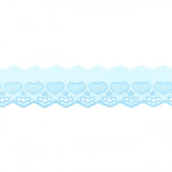 Baumwollspitze Broderie Herzen 50mm hellblau