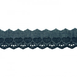 Baumwollspitze Broderie Herzen 50mm dunkelblau