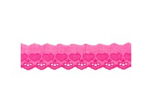 Baumwollspitze Broderie Herzen 50mm pink