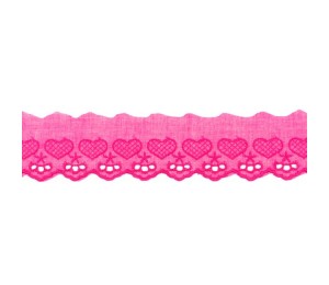 Baumwollspitze Broderie Herzen 50mm pink