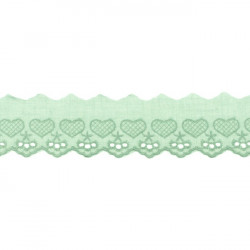 Baumwollspitze Broderie Herzen 50mm dunkelmint