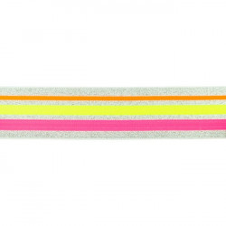 Gummiband Streifen 40mm lurxex silber gelb pink