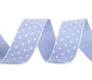 Baumwollband mit Punkten Jeans Breite 25 mm
