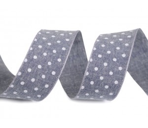 Baumwollband mit Punkten Jeans Breite 25 mm
