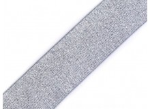 Gummiband Breite 40 mm mit Lurex blau-grau