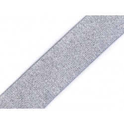 Gummiband Breite 40 mm mit Lurex blau-grau