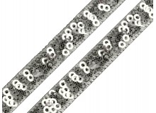 Paillettenborte 13mm silber Holo