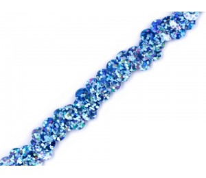 Paillettenborte eisblau glitzer 10 mm elastisch