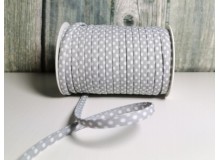 Spaghetti Band Kordel 7mm Polka Dots Pünkchten grau