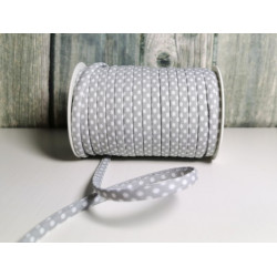 Spaghetti Band Kordel 7mm Polka Dots Pünkchten grau