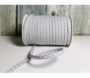 Spaghetti Band Kordel 7mm Polka Dots Pünkchten grau