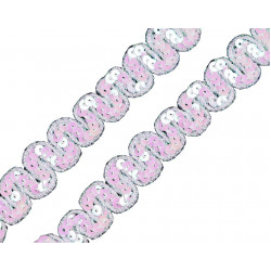 Paillettenborte Wellen 18mm weiß fluoreszierend