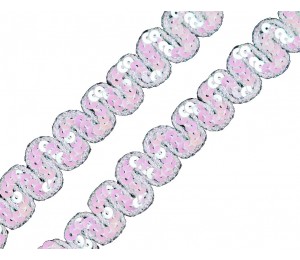 Paillettenborte Wellen 18mm weiß fluoreszierend