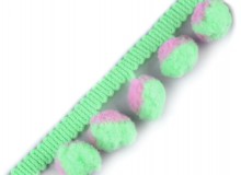 Bommelborte 25 mm  Ø13 mm hellgrün rosa
