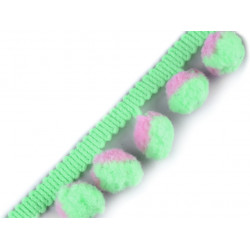 Bommelborte 25 mm  Ø13 mm hellgrün rosa